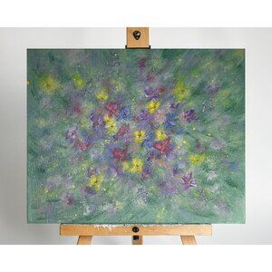 Flowering 4 Floral Wall Art Acrylic Painting On 8" x 10" Stretched Canvas